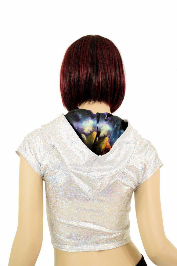 Galaxy Lined Silvery Crop Hoodie - Coquetry Clothing