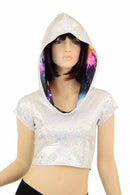 Galaxy Lined Silvery Crop Hoodie - Coquetry Clothing