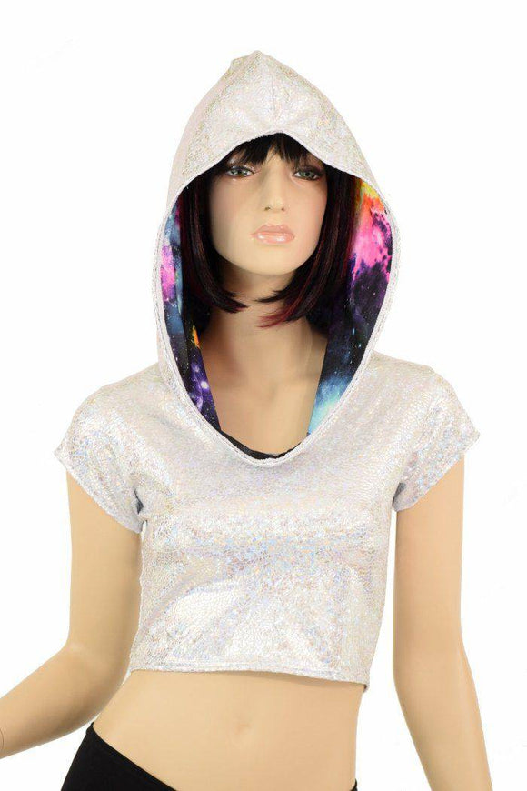 Galaxy Lined Silvery Crop Hoodie - Coquetry Clothing
