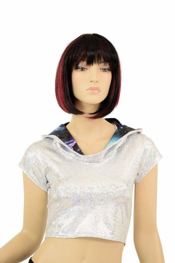 Galaxy Lined Silvery Crop Hoodie - Coquetry Clothing