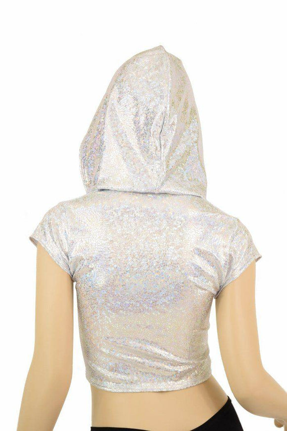 Galaxy Lined Silvery Crop Hoodie - Coquetry Clothing