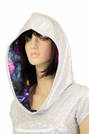 Galaxy Lined Silvery Crop Hoodie - Coquetry Clothing