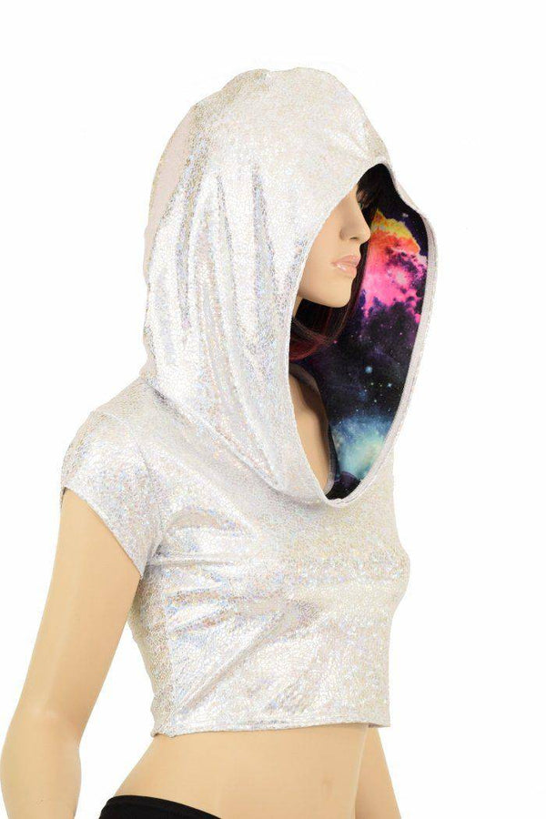 Galaxy Lined Silvery Crop Hoodie - 3