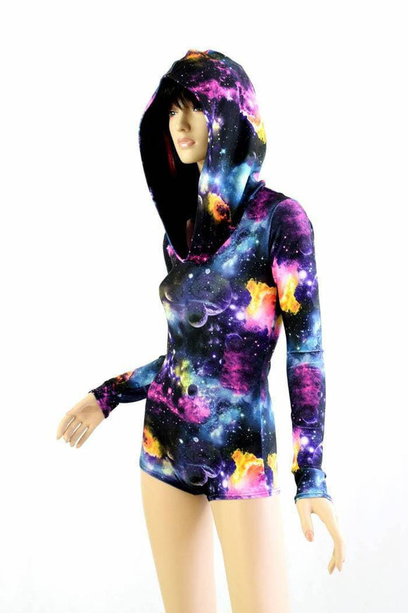 Galaxy Long Sleeve Hoodie Romper - Coquetry Clothing