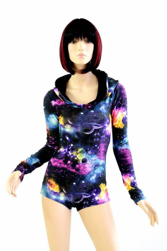 Galaxy Long Sleeve Hoodie Romper - Coquetry Clothing