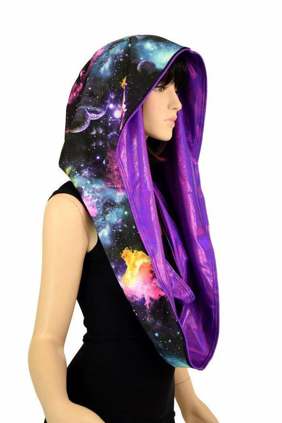 Galaxy & Purple HUGE Reversible Festival Hood - Coquetry Clothing