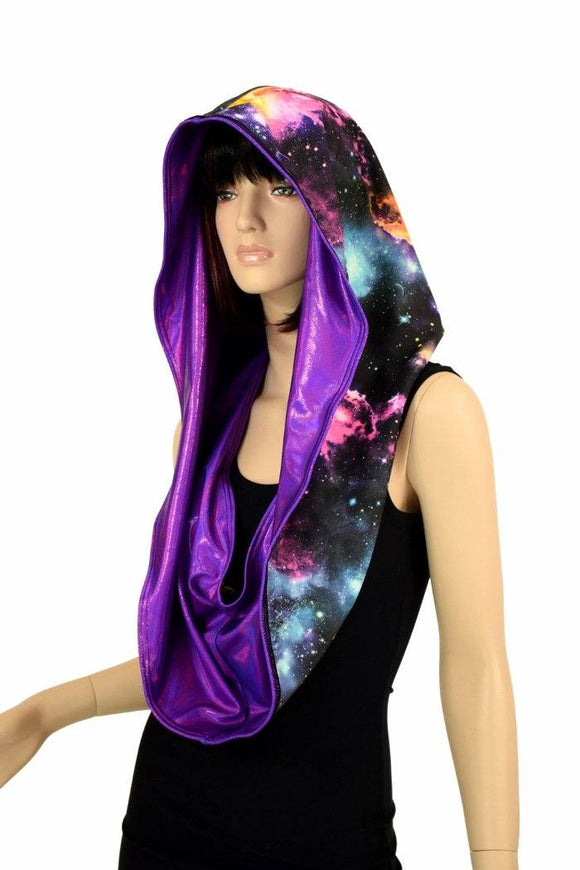 Galaxy & Purple HUGE Reversible Festival Hood - Coquetry Clothing