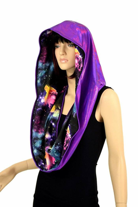 Galaxy & Purple HUGE Reversible Festival Hood - Coquetry Clothing