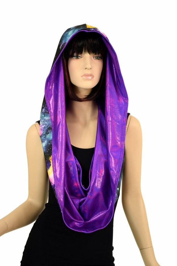 Galaxy & Purple HUGE Reversible Festival Hood - Coquetry Clothing