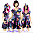 Galaxy Zipper Front Skater Dress - Coquetry Clothing