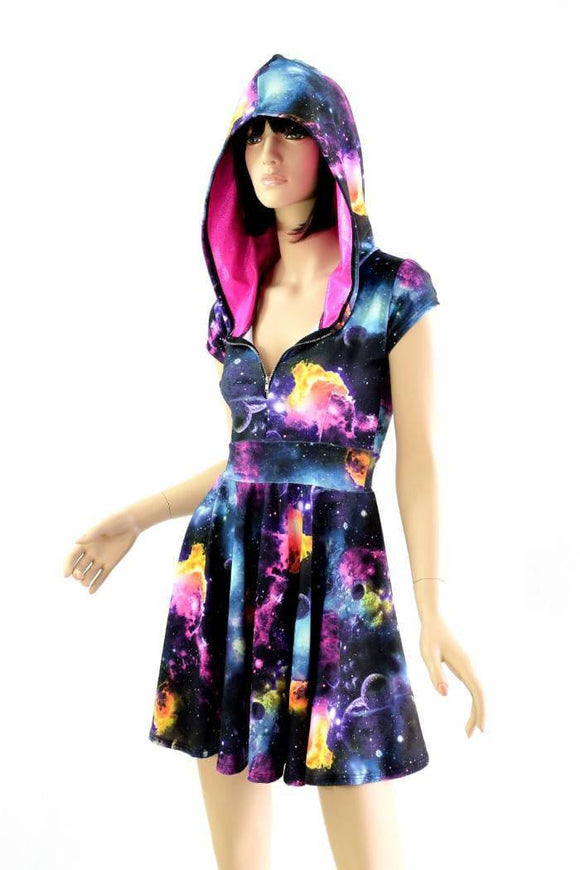 Galaxy Zipper Front Skater Dress - Coquetry Clothing