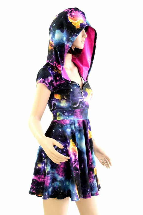 Galaxy Zipper Front Skater Dress - Coquetry Clothing