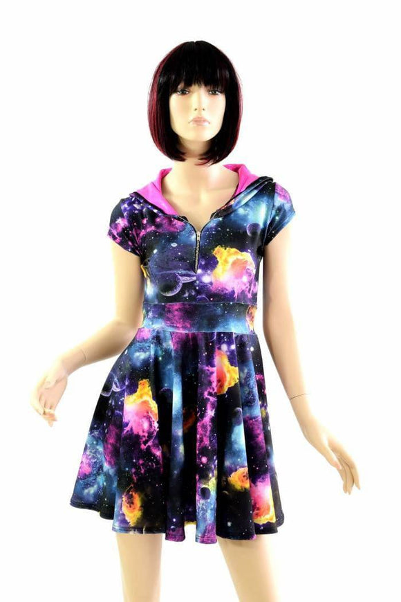Galaxy Zipper Front Skater Dress - Coquetry Clothing