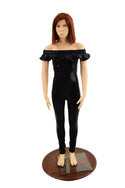 Girls Black Mystique Off Shoulder Ruffled Catsuit - 1