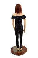 Girls Black Mystique Off Shoulder Ruffled Catsuit - 2