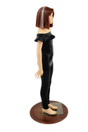 Girls Black Mystique Off Shoulder Ruffled Catsuit - 3