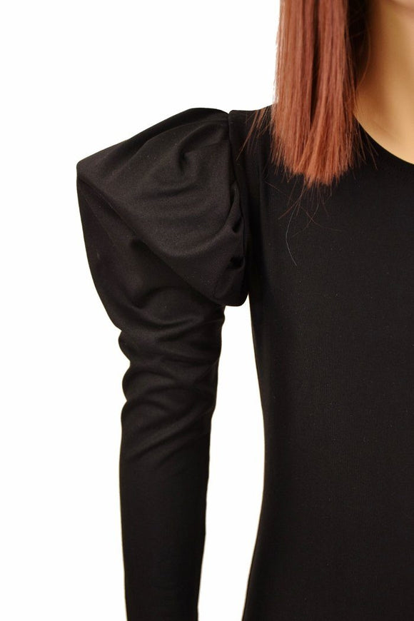 Girls Black Puffed Sleeve Gown - Coquetry Clothing