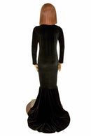 Girls Black Velvet Morticia Gown - Coquetry Clothing