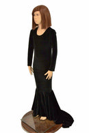 Girls Black Velvet Morticia Gown - Coquetry Clothing