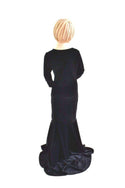 Girls Black Velvet Morticia Gown - 3
