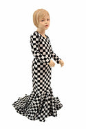 Girls Black & White Check Gown - 2