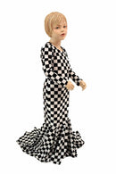 Girls Black & White Check Gown - Coquetry Clothing