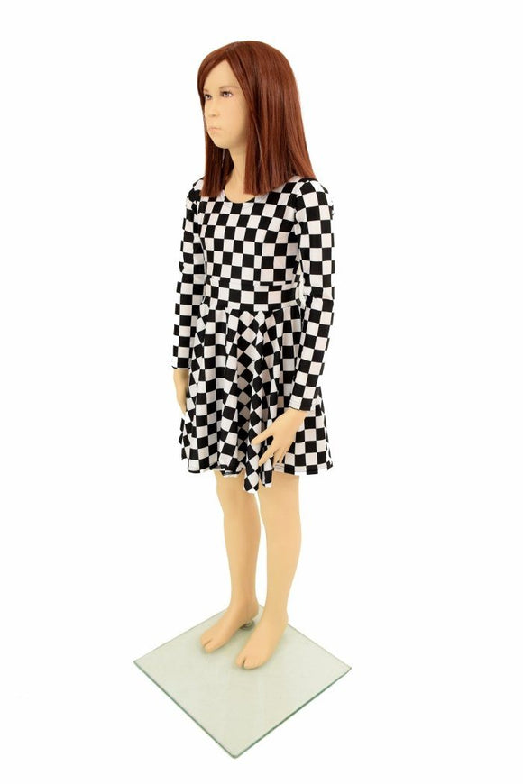 Girls Black & White Skater Dress - Coquetry Clothing