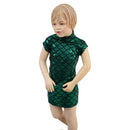 Girls Celia Dress in Green Dragon Scale - Coquetry Clothing