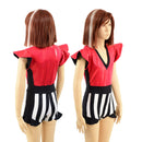 Girls Circus Stripes and Holographic Flip Sleeve Romper - Coquetry Clothing