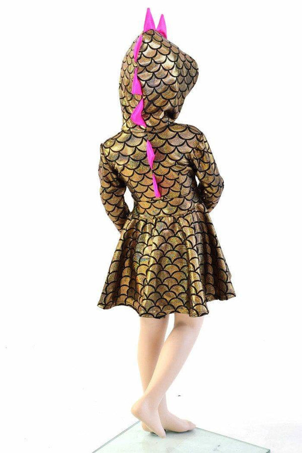 Girls Dragon Hooded Skater Dress - 5