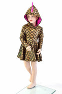 Girls Dragon Hooded Skater Dress - 8