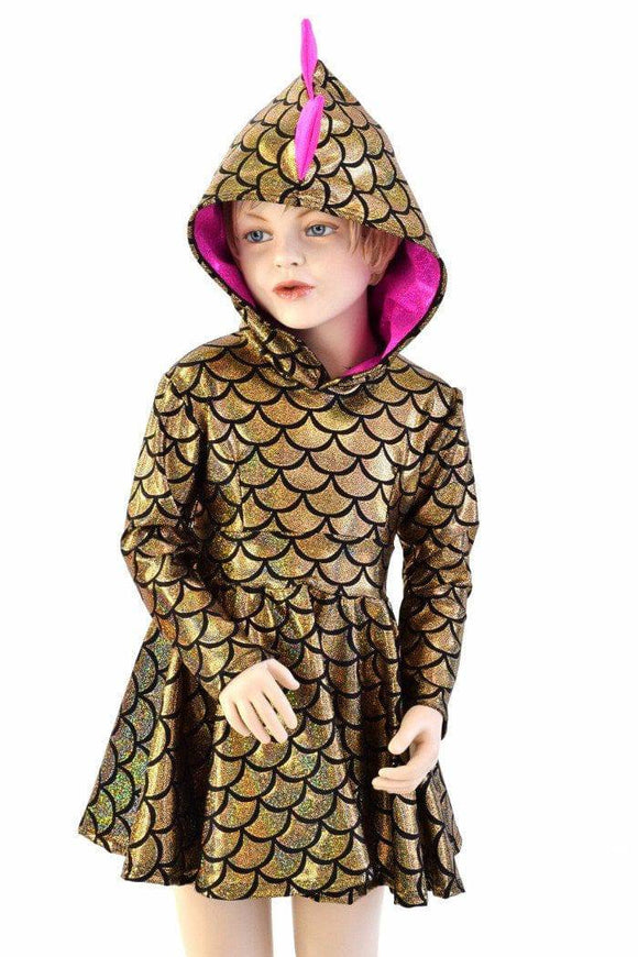 Girls Dragon Hooded Skater Dress - Coquetry Clothing