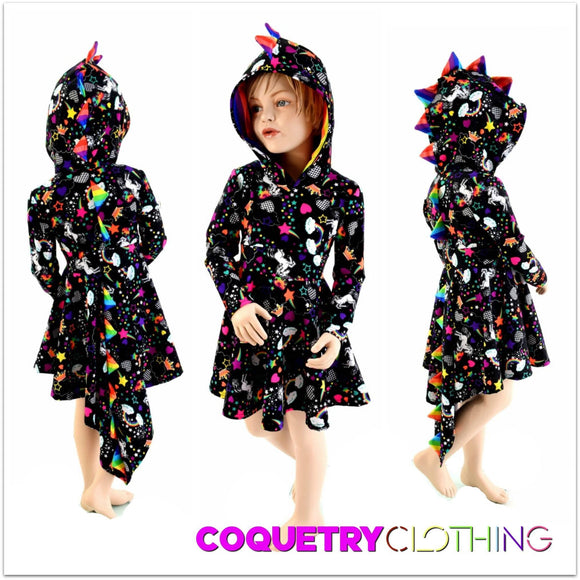 Girls Dragon Tail Skater Dress - Coquetry Clothing