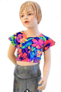 Girls Flip Sleeve Tahitian Floral Top (TOP ONLY) - 1