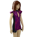 Girls Fuchsia Sparkly Jewel Romper with Side Panels and Keyhole - Coquetry Clothing
