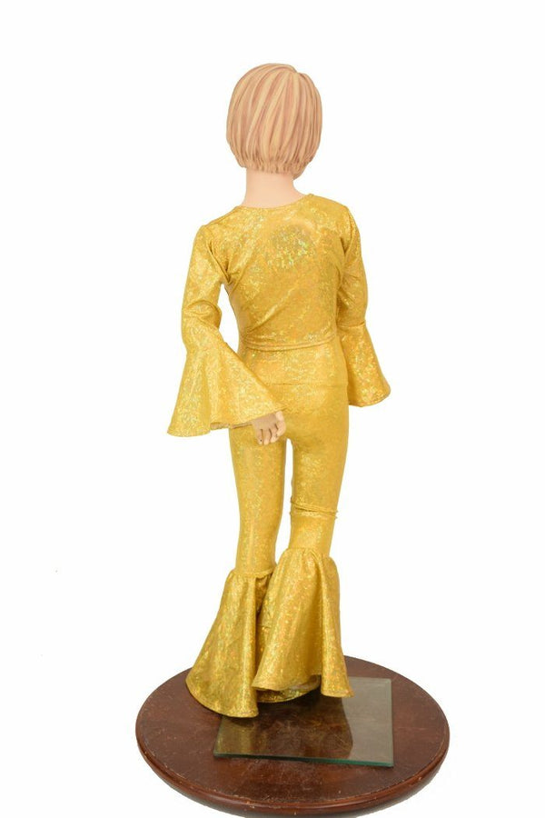 Girls Gold Holographic Flares & Top Set - 4