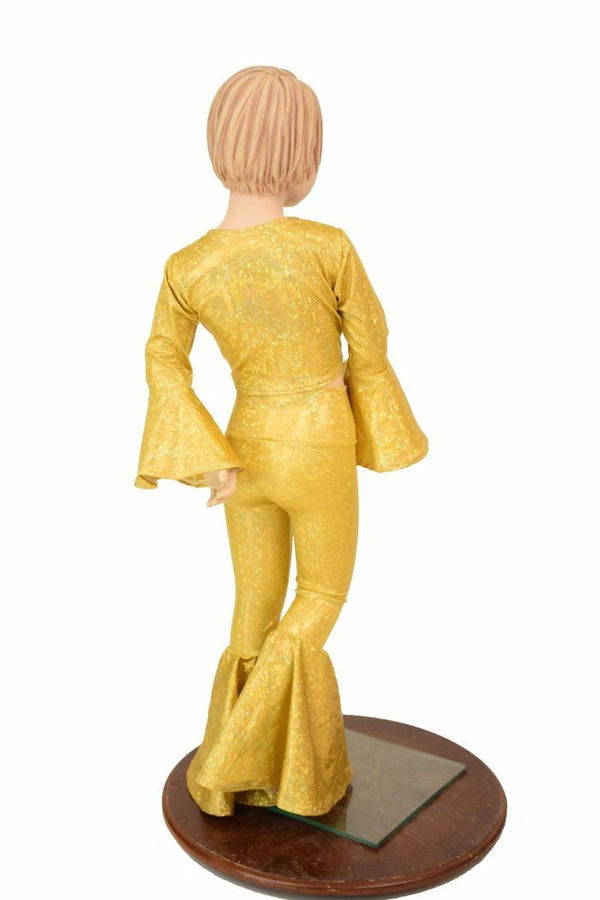 Girls Gold Holographic Flares & Top Set - 2