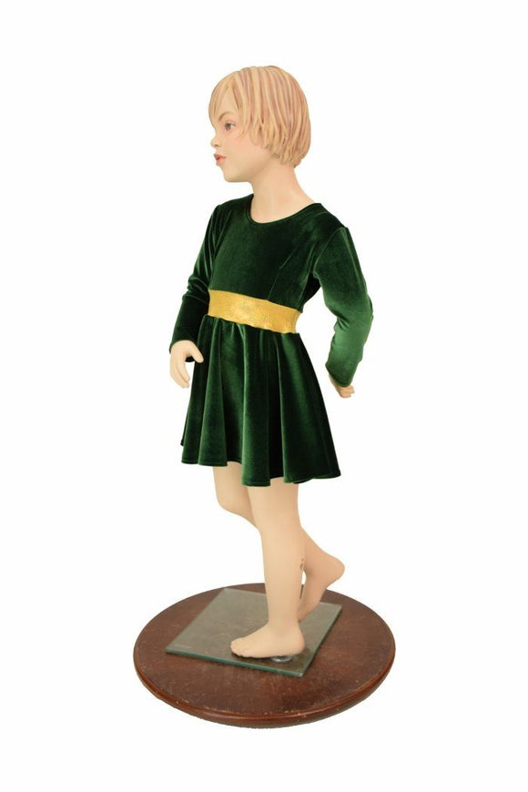 Girls Green & Gold Skater Dress - Coquetry Clothing