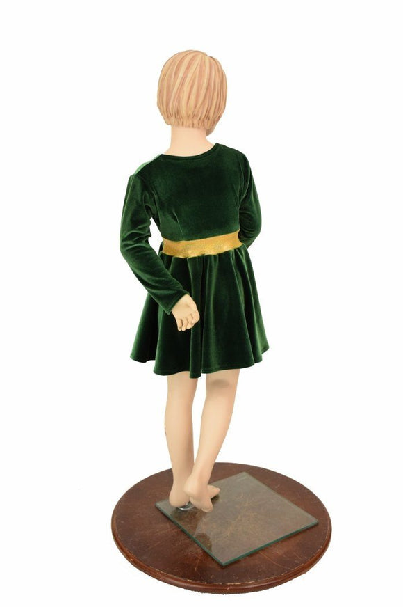 Girls Green & Gold Skater Dress - Coquetry Clothing