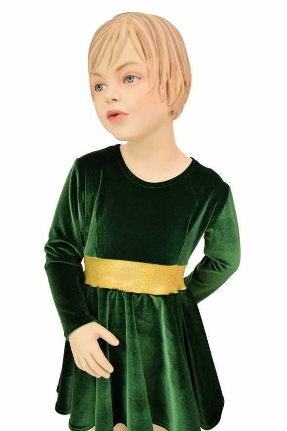 Girls Green & Gold Skater Dress - Coquetry Clothing