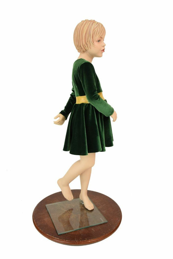 Girls Green & Gold Skater Dress - 2