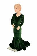 Girls Green Velvet Gown - Coquetry Clothing