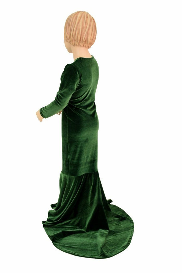 Girls Green Velvet Gown - Coquetry Clothing