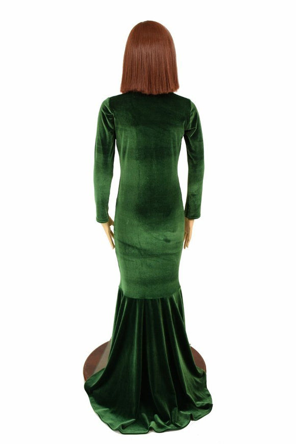 Girls Green Velvet Gown - Coquetry Clothing