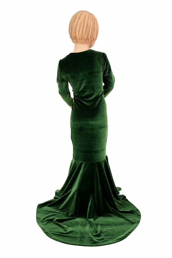 Girls Green Velvet Gown - Coquetry Clothing