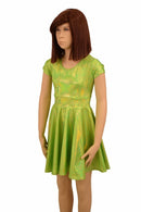 Girls Lime Holographic Skater Dress - Coquetry Clothing