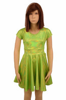 Girls Lime Holographic Skater Dress - Coquetry Clothing