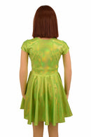 Girls Lime Holographic Skater Dress - Coquetry Clothing