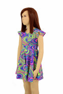 Girls Neon Glow Worm Skater Dress - 3