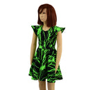 Girls Neon Green Lightning Skater Dress - Coquetry Clothing